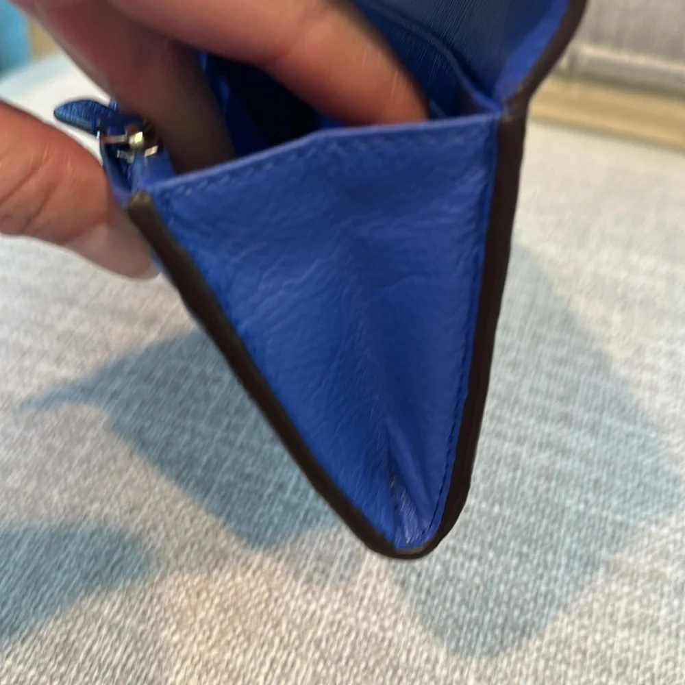 COACH-Top Stitched Bifold Wallet Womens Leather Snap-Royal blue - Picture 10 of 11